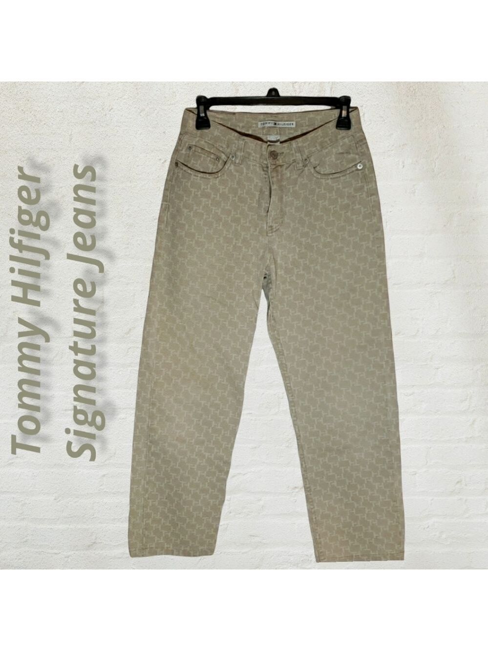 Vtg Tommy Hilfiger Signature TH High Rise Tan sz 4 28" waist EUC